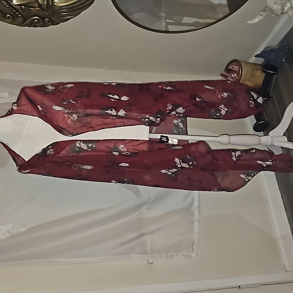 Black Butler scarf semi-sheer multi-purpose maroon black graphic design black i2 - Picture 2 of 8